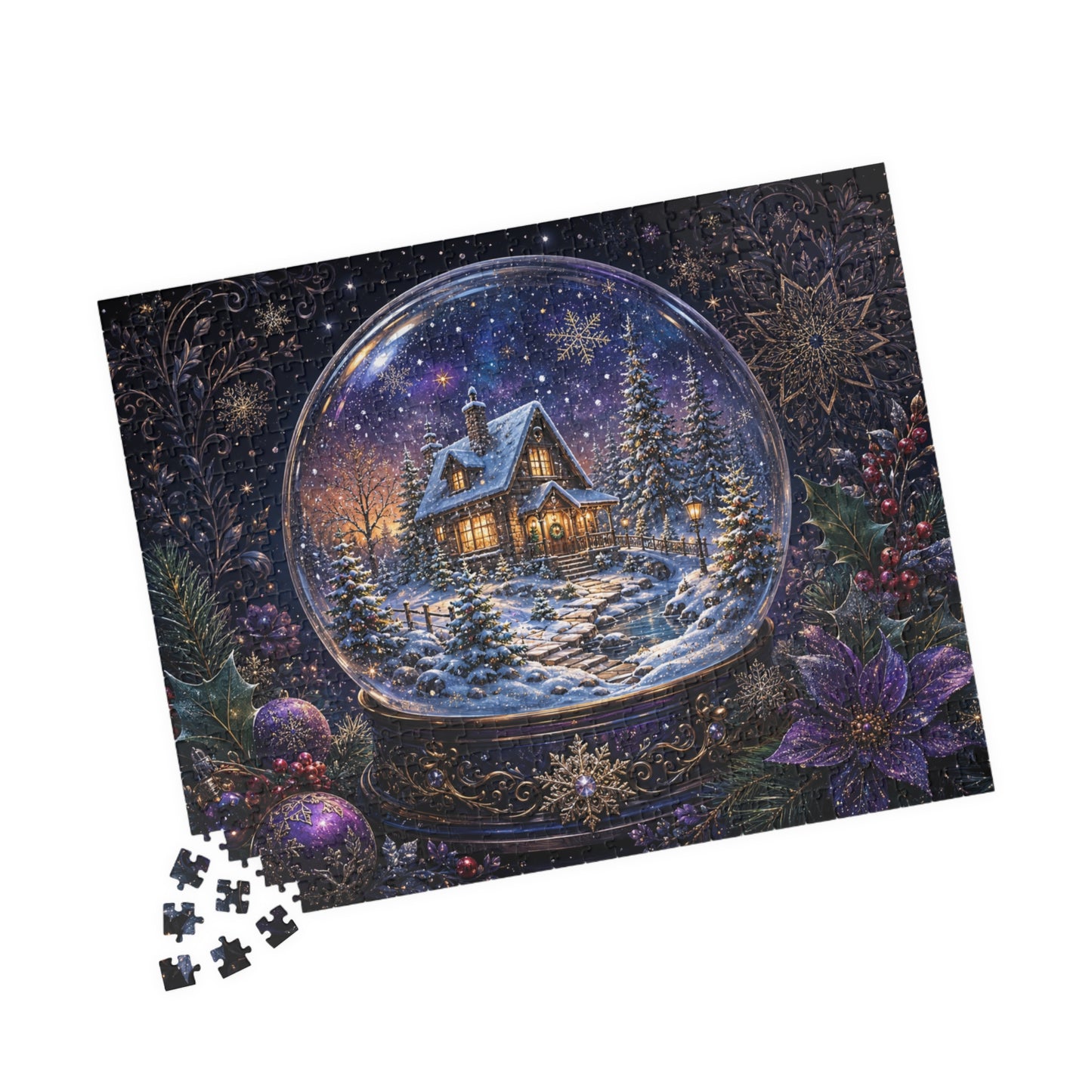 Printify Puzzle Magical Winter Snow Globe Jigsaw Puzzle | 520 or 1014 Pieces