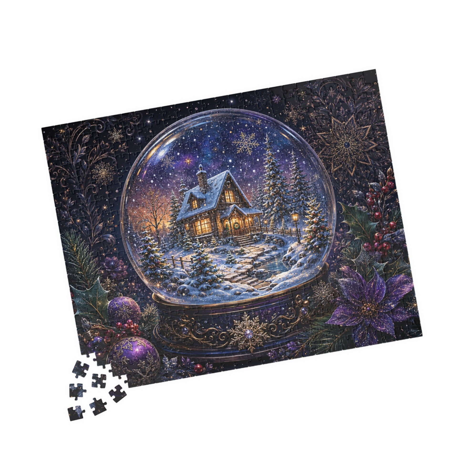 Printify Puzzle Magical Winter Snow Globe Jigsaw Puzzle | 520 or 1014 Pieces