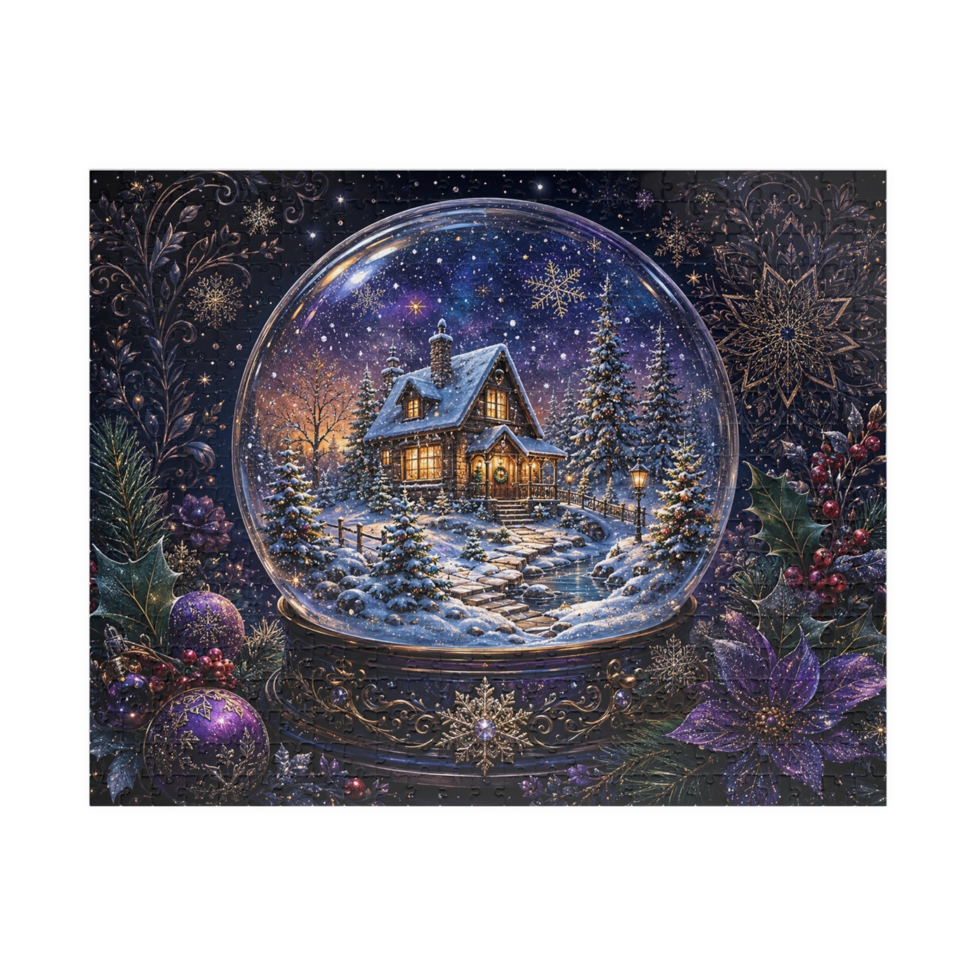 Printify Puzzle 520 pcs (Horizontal) Magical Winter Snow Globe Jigsaw Puzzle | 520 or 1014 Pieces