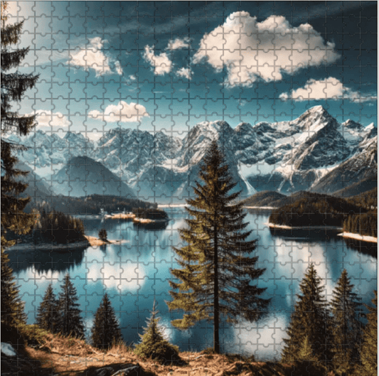 5DDPaints.com Art & Craft Kits Majestic Alpine Lake Jigsaw Puzzle – 500 Piece Mountain Serenity