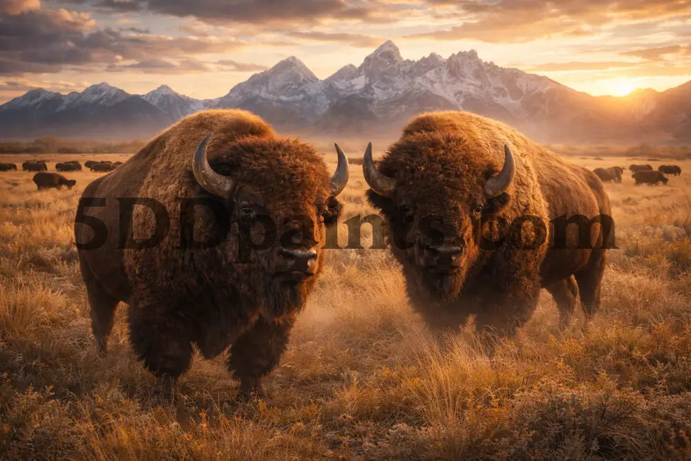 5DDPaints.com home decor Majestic Bison at Sunset – Diamond Painting Kit
