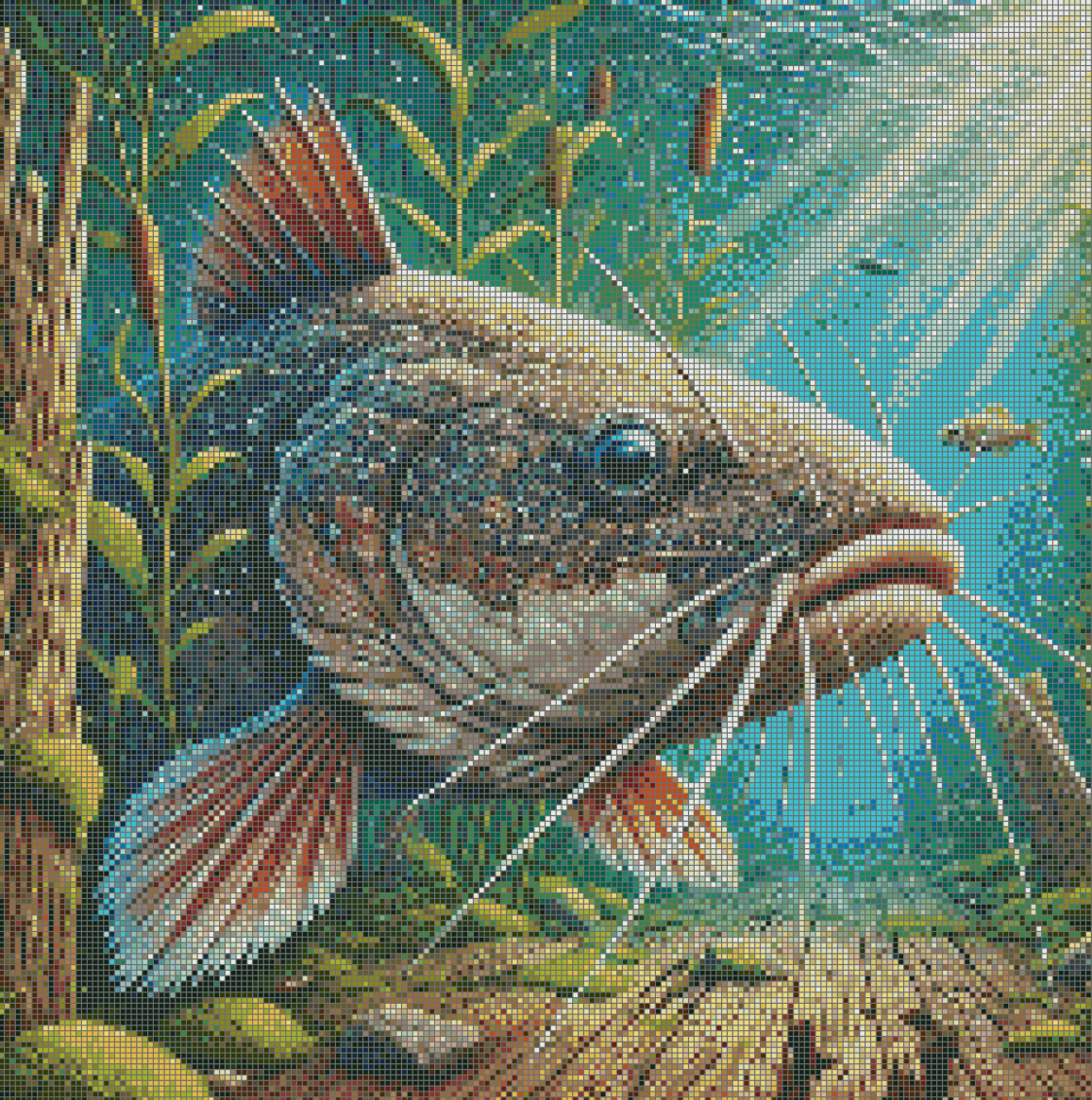 5DDPaints.com arts and crafts kit "Majestic Catfish Habitat" Diamond Painting Kit