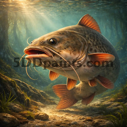 5DDPaints.com arts and crafts kit Majestic Catfish Underwater Diamond Painting Kit
