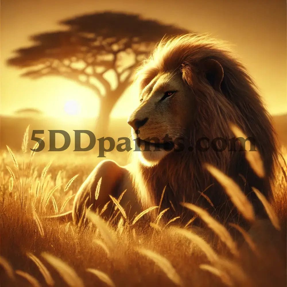 5DDPaints.com arts and crafts kit Majestic Lion at Sunset Diamond Painting Kit