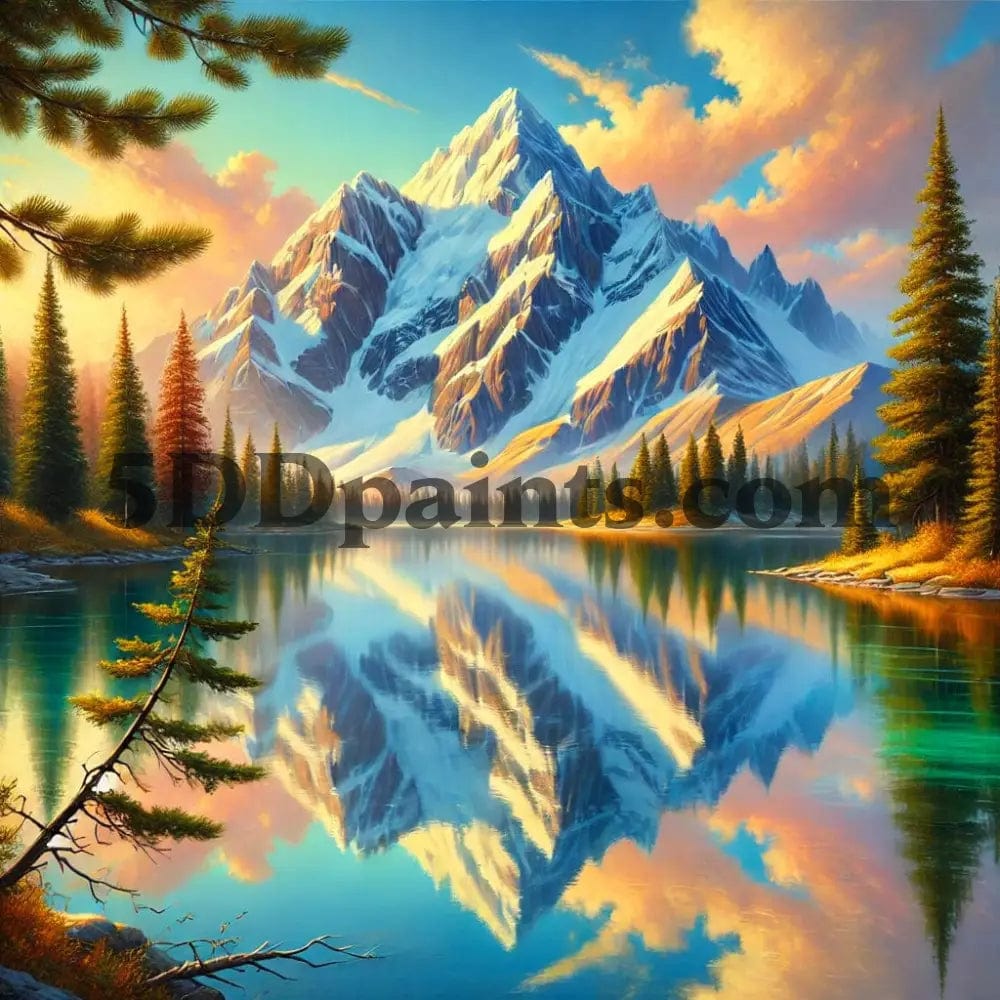 5DDPaints.com arts and crafts kit Majestic Mountain Reflection - 5D Diamond Painting Kit