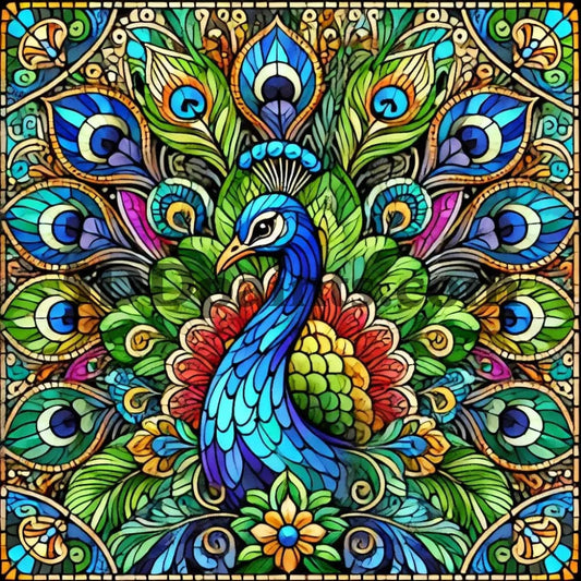 Amazello arts and crafts kit Majestic Peacock: A Stained Glass Masterpiece