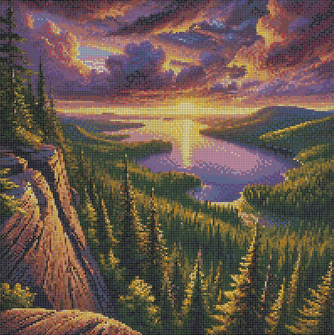 5DDPaints.com arts and crafts kit Majestic Sunset Over the Valley Diamond Painting Kit