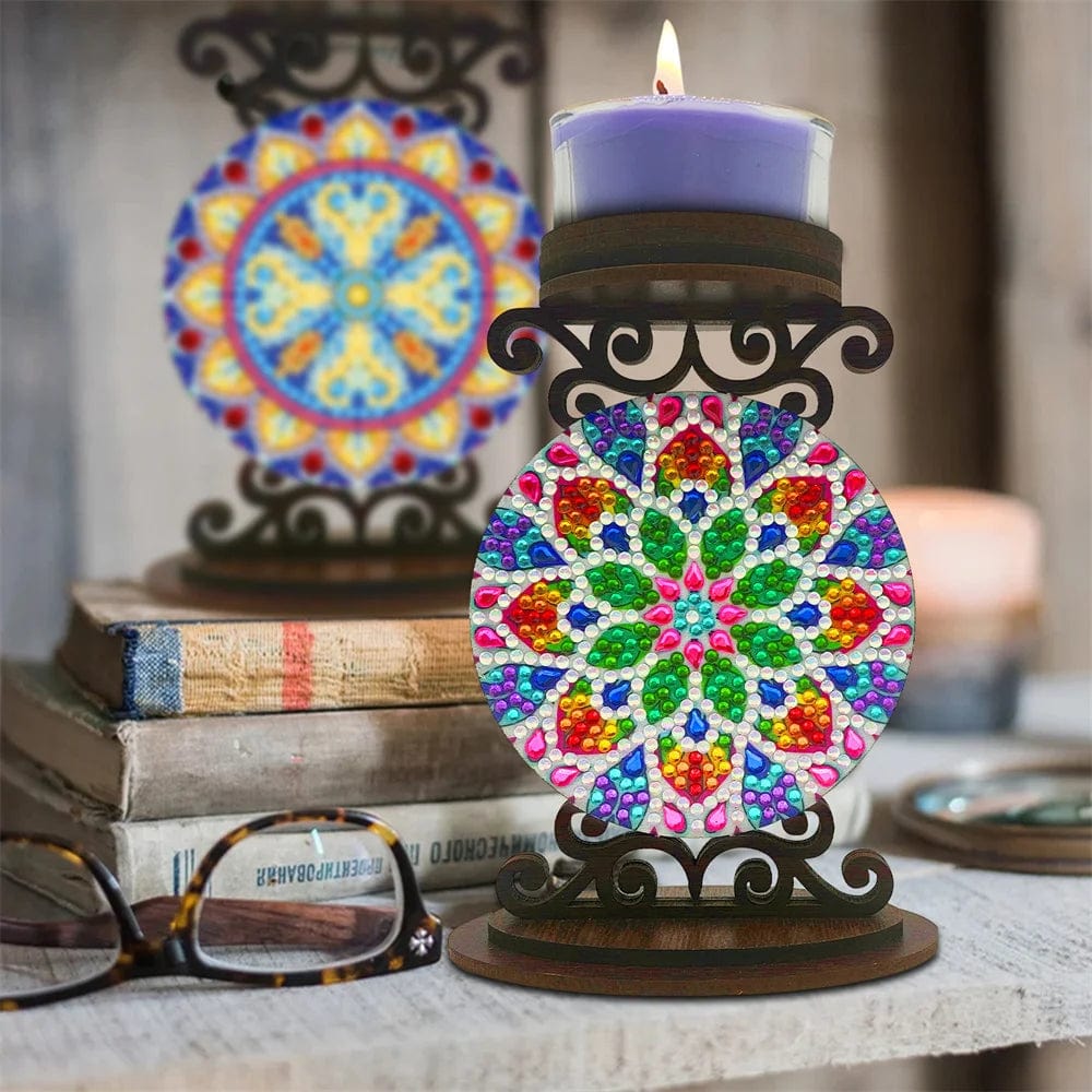 5DDpaints.com arts and crafts kit Mandala Diamond Painting Candle Stand