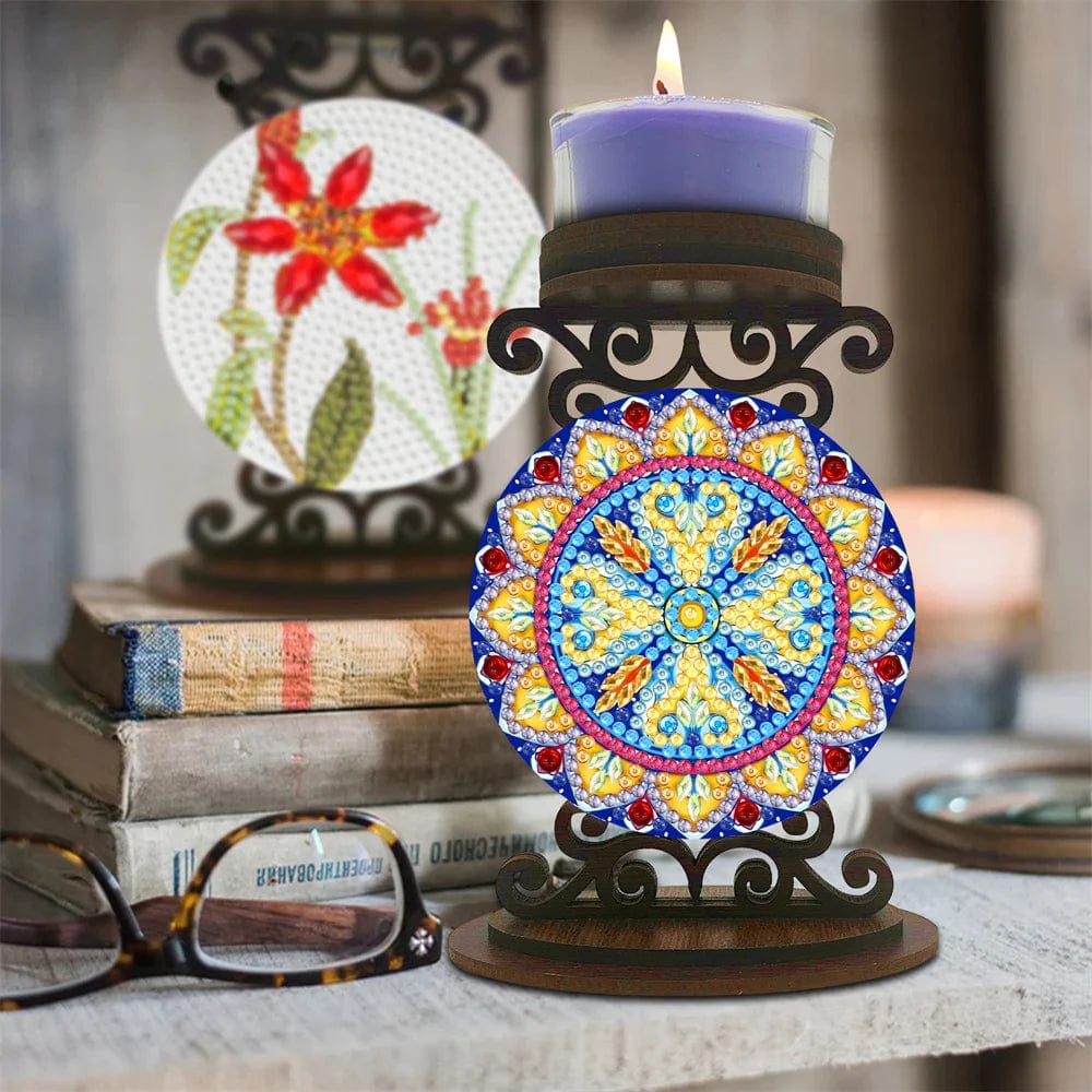 5DDpaints.com arts and crafts kit Mandala Diamond Painting Candle Stand