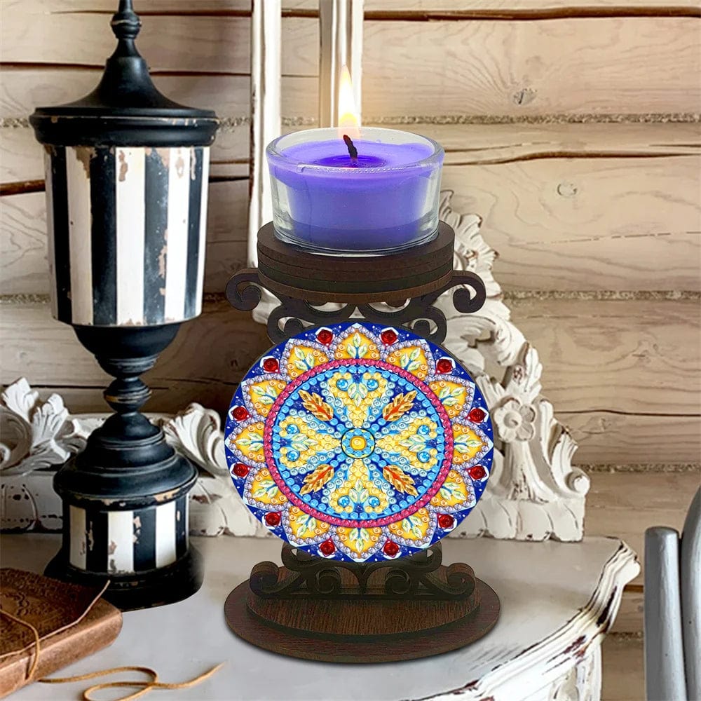 5DDpaints.com arts and crafts kit Mandala Diamond Painting Candle Stand