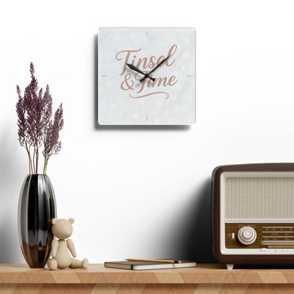 Printify Home Decor 10.75'' × 10.75'' (Square) Marble Tinsel & Time Wall Clock - Elegant Home Decor for Holiday Celebrations