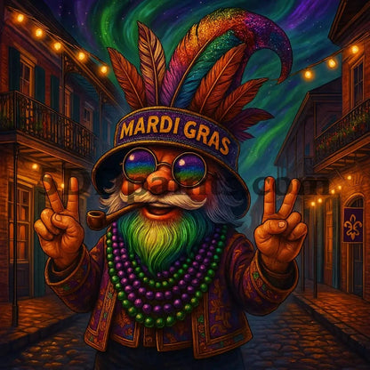 5DDPaints.com arts and crafts kit Mardi Gras Magic Gnome Diamond Painting Kit