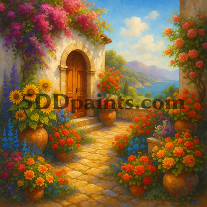 5DDPaints.com arts and crafts kit Mediterranean Garden Escape Diamond Painting Kit