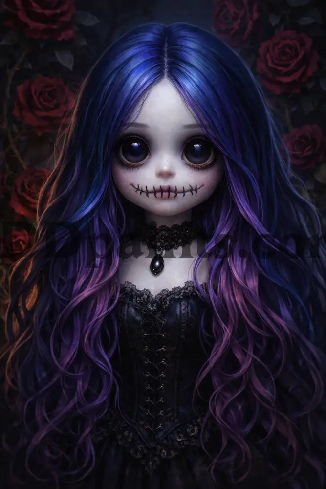 5DDPaints.com home decor Midnight Rose Gothic Doll Diamond Painting Kit