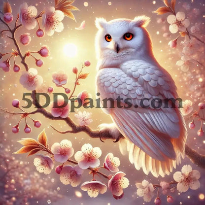 5DDPaints.com arts and crafts kit Moonlit Blossom Owl Diamond Painting Kit