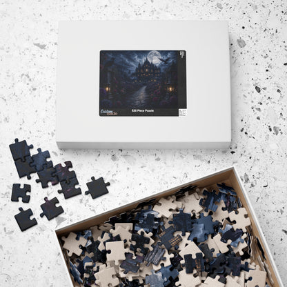 Printify Puzzle Moonlit Gothic Mansion Jigsaw Puzzle | 520 or 1014 Pieces