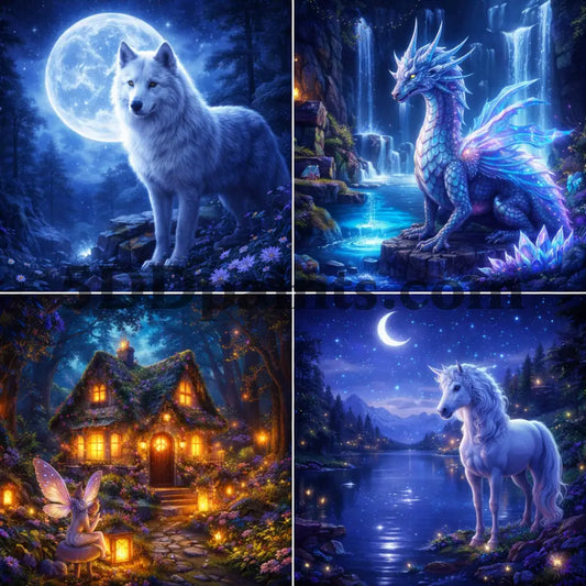 5DDPaints.com Art & Craft Kits Moonlit Legends – Enchanted Fantasy Creature Diamond Painting Collection