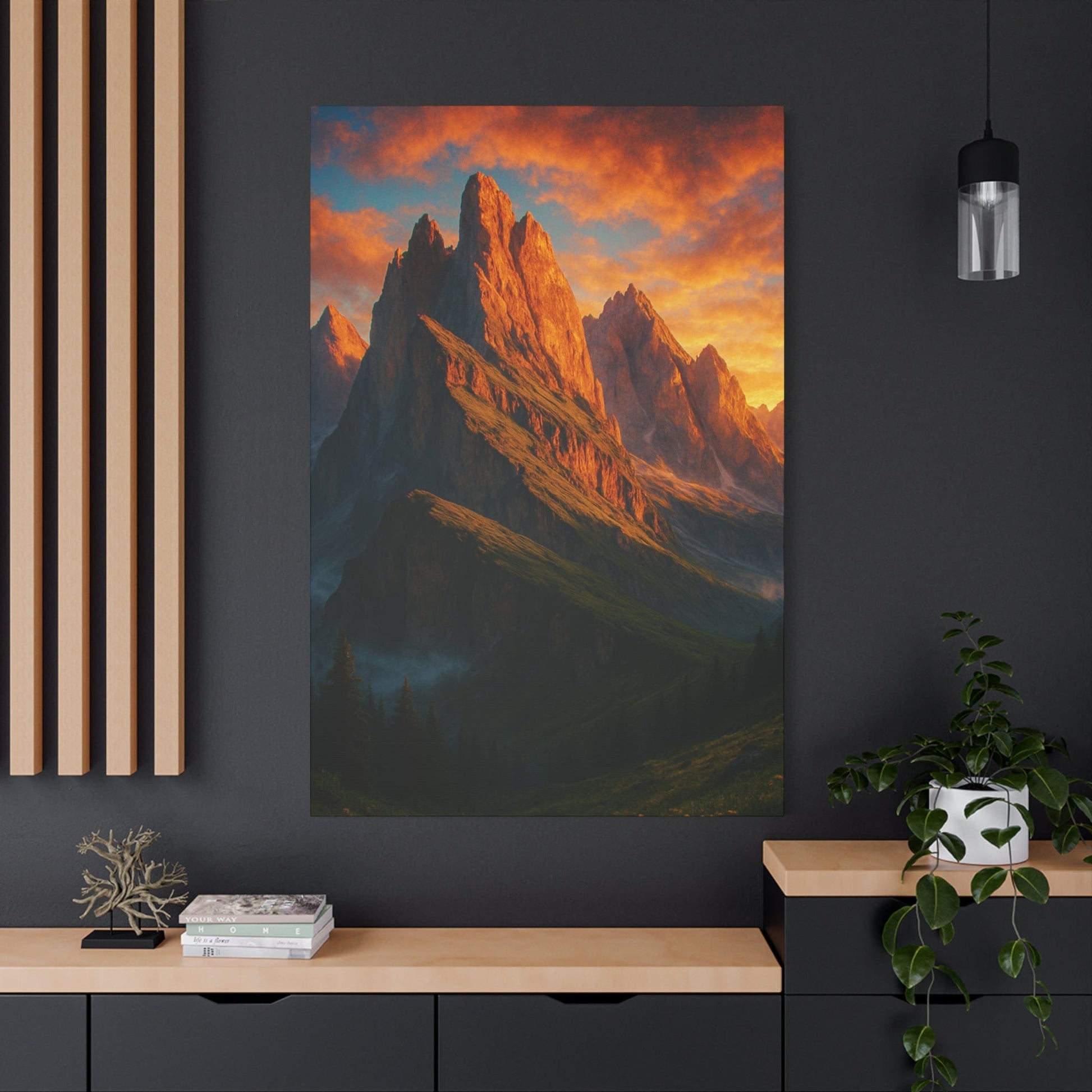 Printify Canvas Mountain Sunset Canvas Wall Art