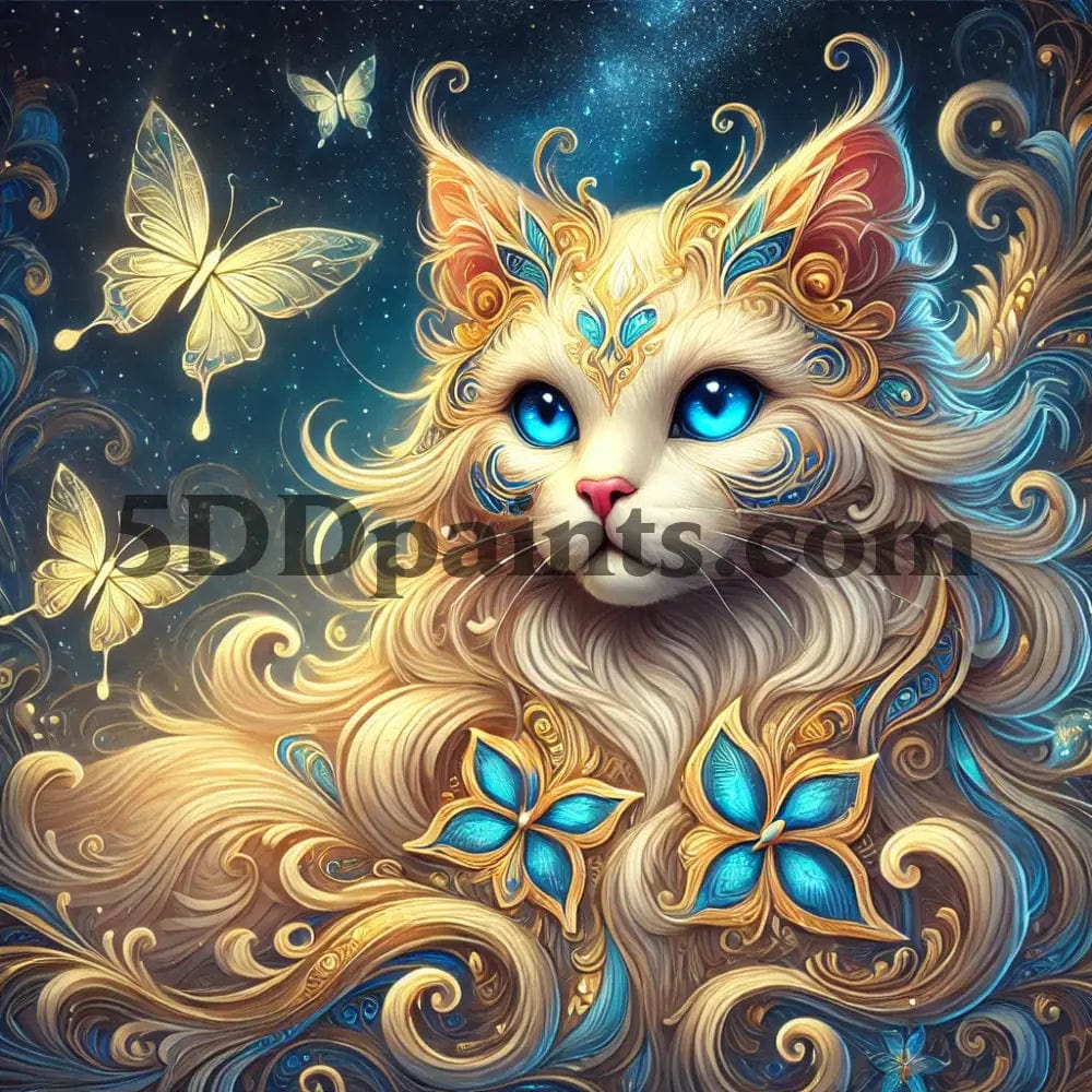 5DDPaints.com arts and crafts kit Mystic Cat - 5D Diamond Painting Kit