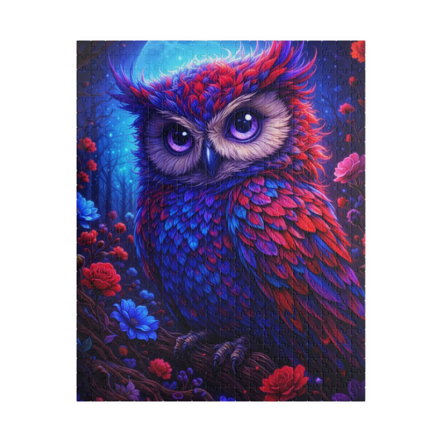 Printify Puzzle 520 pcs (Vertical) Mystic Owl Glow Jigsaw Puzzle