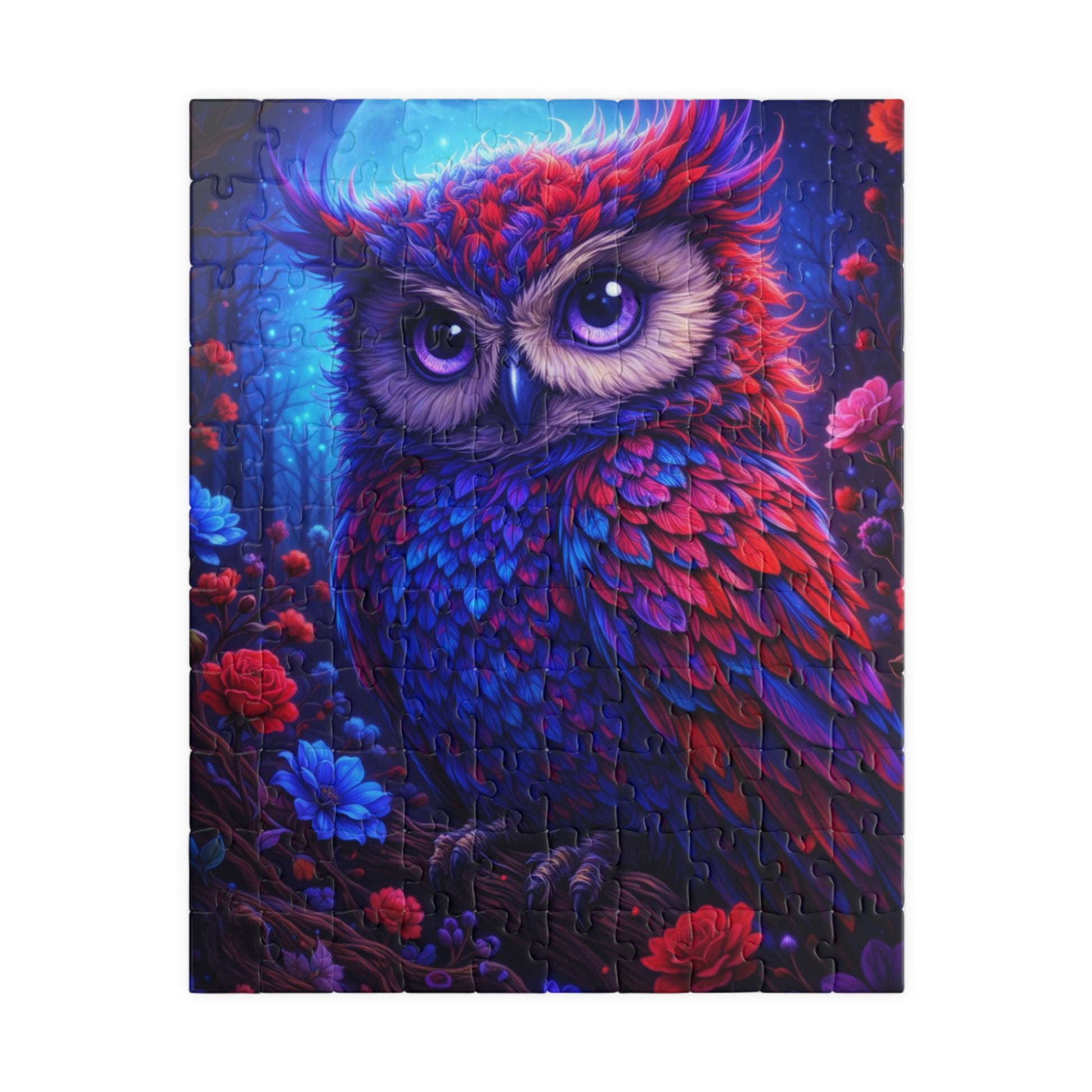 Printify Puzzle 110 pcs (Vertical) Mystic Owl Glow Jigsaw Puzzle