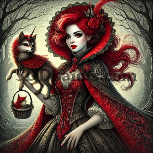 5DDPaints.com arts and crafts kit Mystic Red: Gothic Elegance and Mythical Charm  Diamond Painting Kit