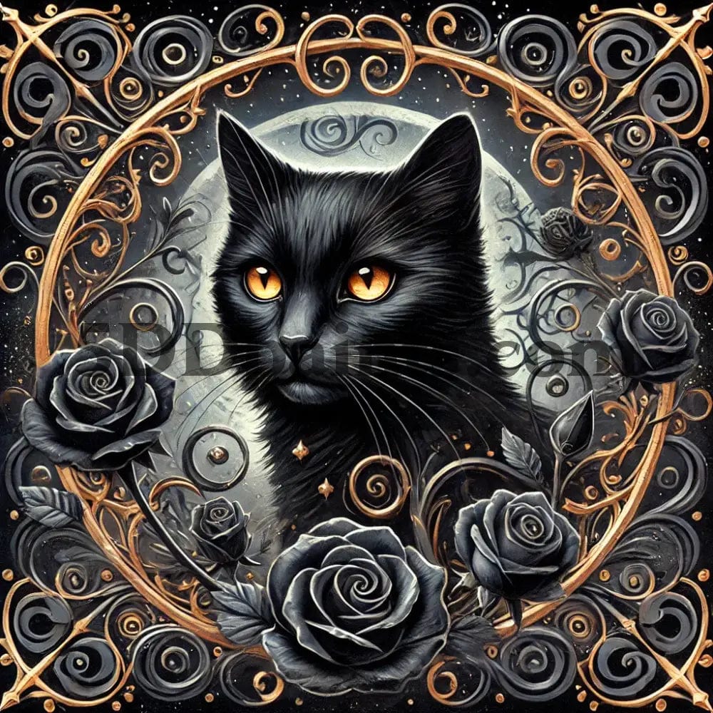 Amazello arts and crafts kit Mystical Black Cat Diamond Painting Kit