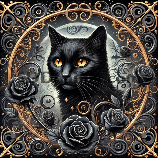 Amazello arts and crafts kit Mystical Black Cat Diamond Painting Kit