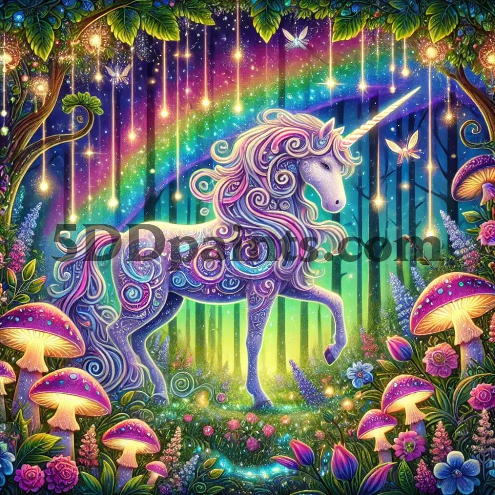 5DDPaints.com arts and crafts kit Mystical Enchanted Unicorn Diamond Painting Kit