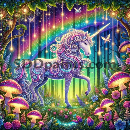 5DDPaints.com arts and crafts kit Mystical Enchanted Unicorn Diamond Painting Kit