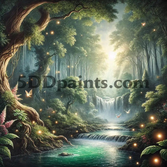 5DDPaints.com arts and crafts kit Mystical Forest Serenity Diamond Painting Kit