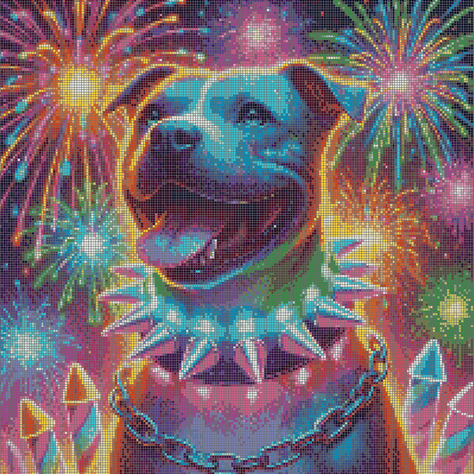 5DDPaints.com arts and crafts kit Neon Party Pup Diamond Painting Kit – Vibrant Fireworks Celebration