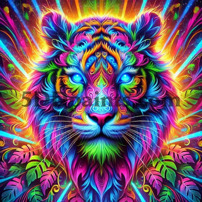 5DDPaints.com arts and crafts kit Neon Spirit Tiger Diamond Painting Kit