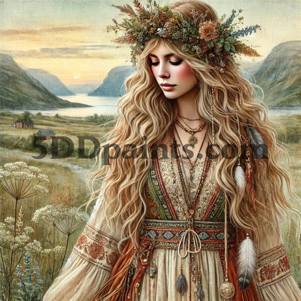 5DDPaints.com arts and crafts kit Nordic Boho Woman 5D Diamond Painting Kit