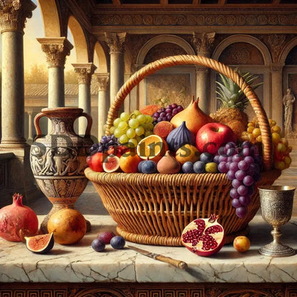 5DDPaints.com arts and crafts kit Opulent Harvest: Classical Fruit Basket Diamond Painting Kit