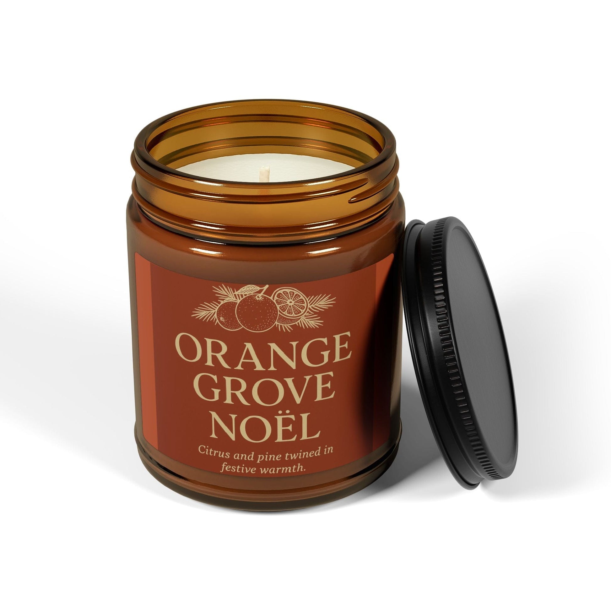 Printify Home Decor Orange Grove Noël - Amber Jar Scented Soy Candle