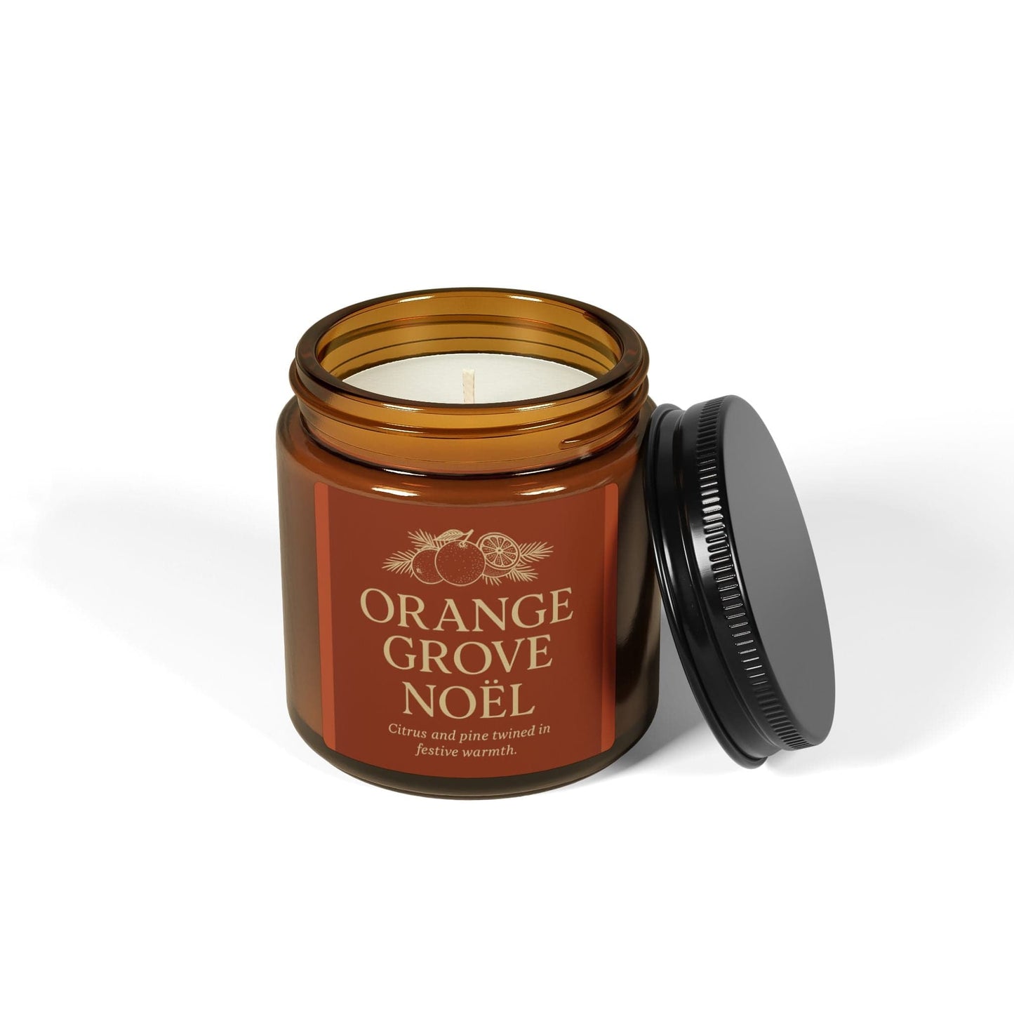 Printify Home Decor Orange Grove Noël - Amber Jar Scented Soy Candle