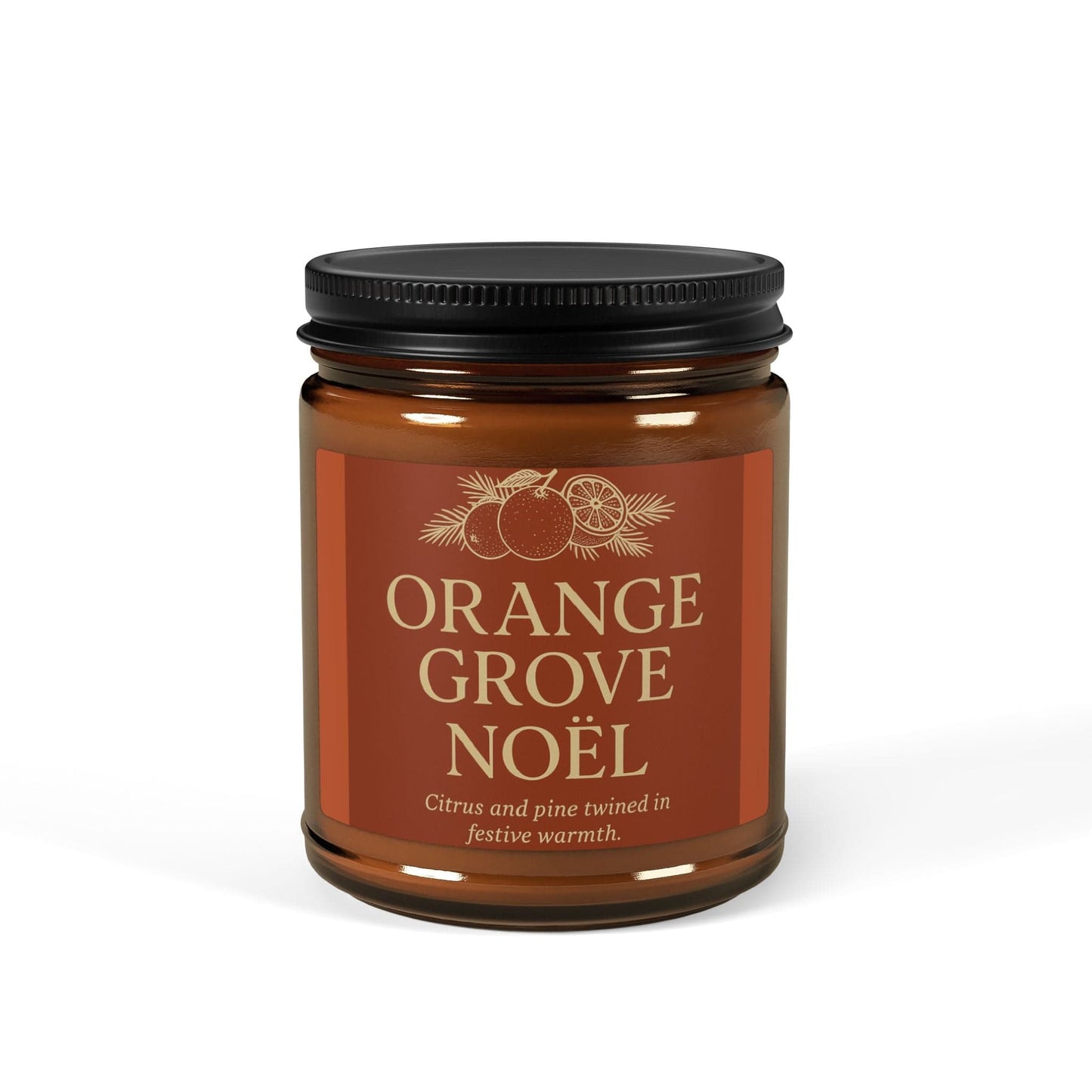 Printify Home Decor 9oz / Amber / Christmas Warmth Orange Grove Noël - Amber Jar Scented Soy Candle