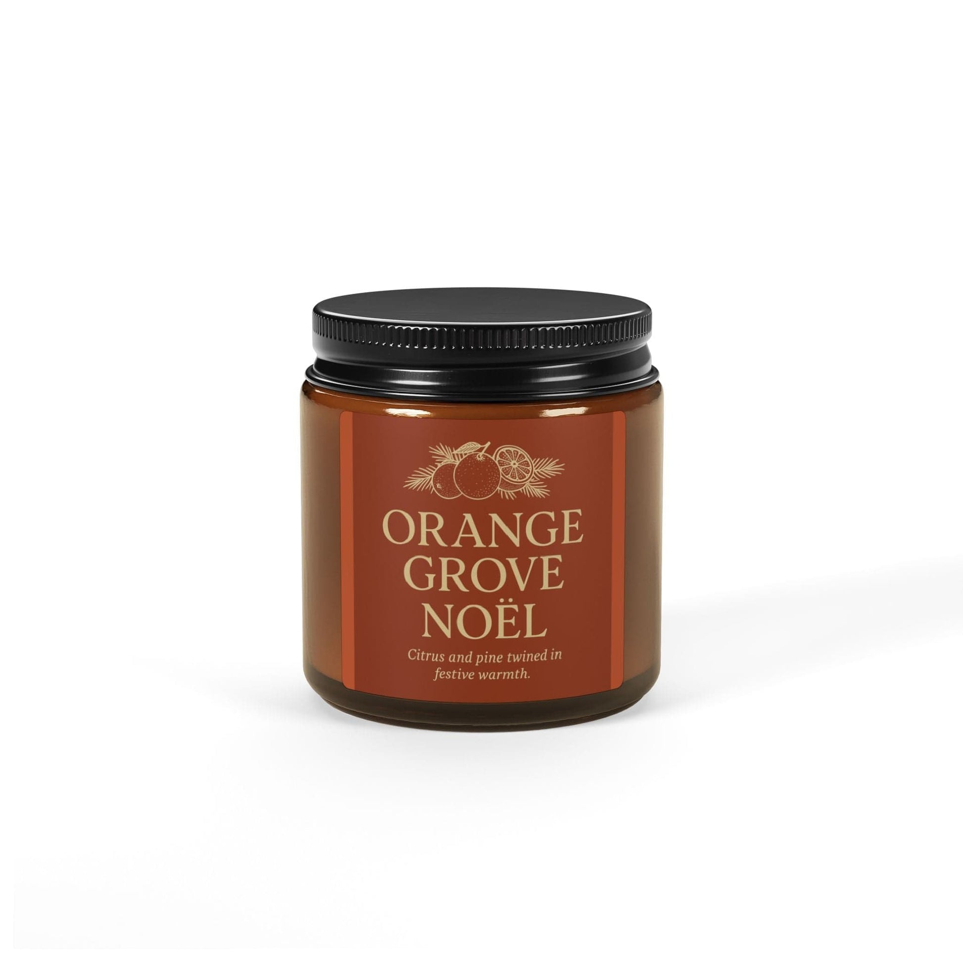 Printify Home Decor 4oz / Amber / Christmas Warmth Orange Grove Noël - Amber Jar Scented Soy Candle