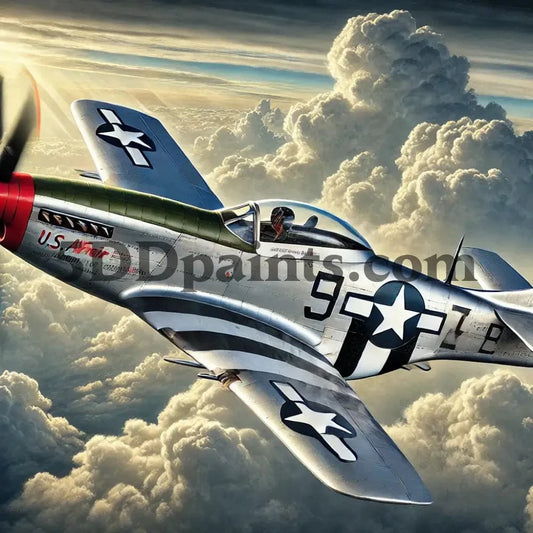 5DDPaints.com arts and crafts kit P-51 Mustang Fighter Jet Diamond Painting