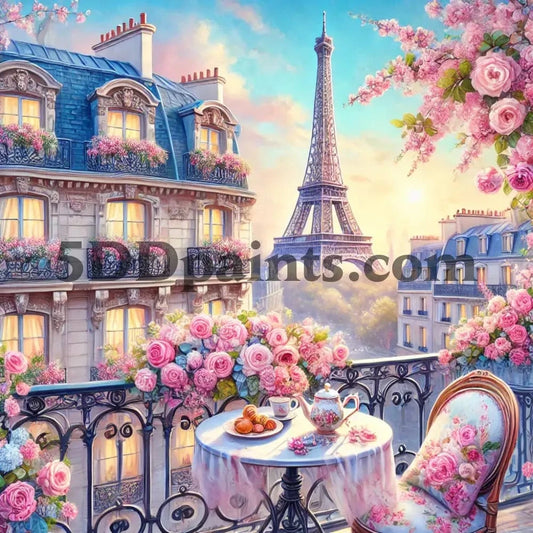 5DDPaints.com arts and crafts kit Parisian Morning Romance Diamond Painting Kit