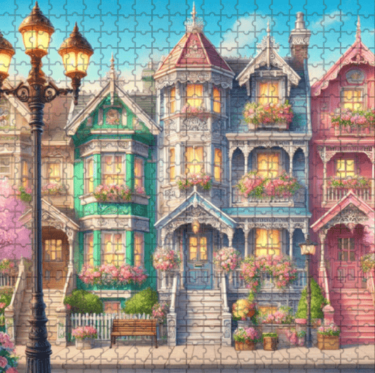 5DDPaints.com Art & Craft Kits Pastel Dreamscape Victorian Village – 500 Piece Jigsaw Puzzle