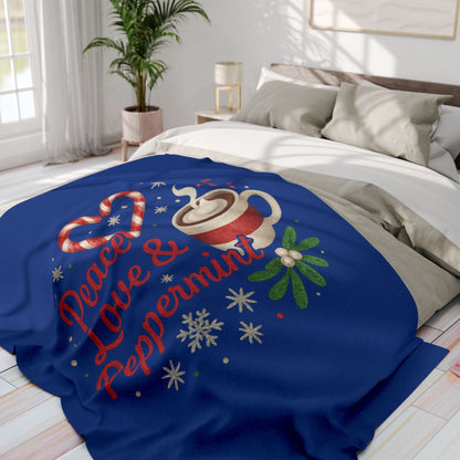 Printify Home Decor Peace, Love, and Peppermint - Festive Fleece Blanket