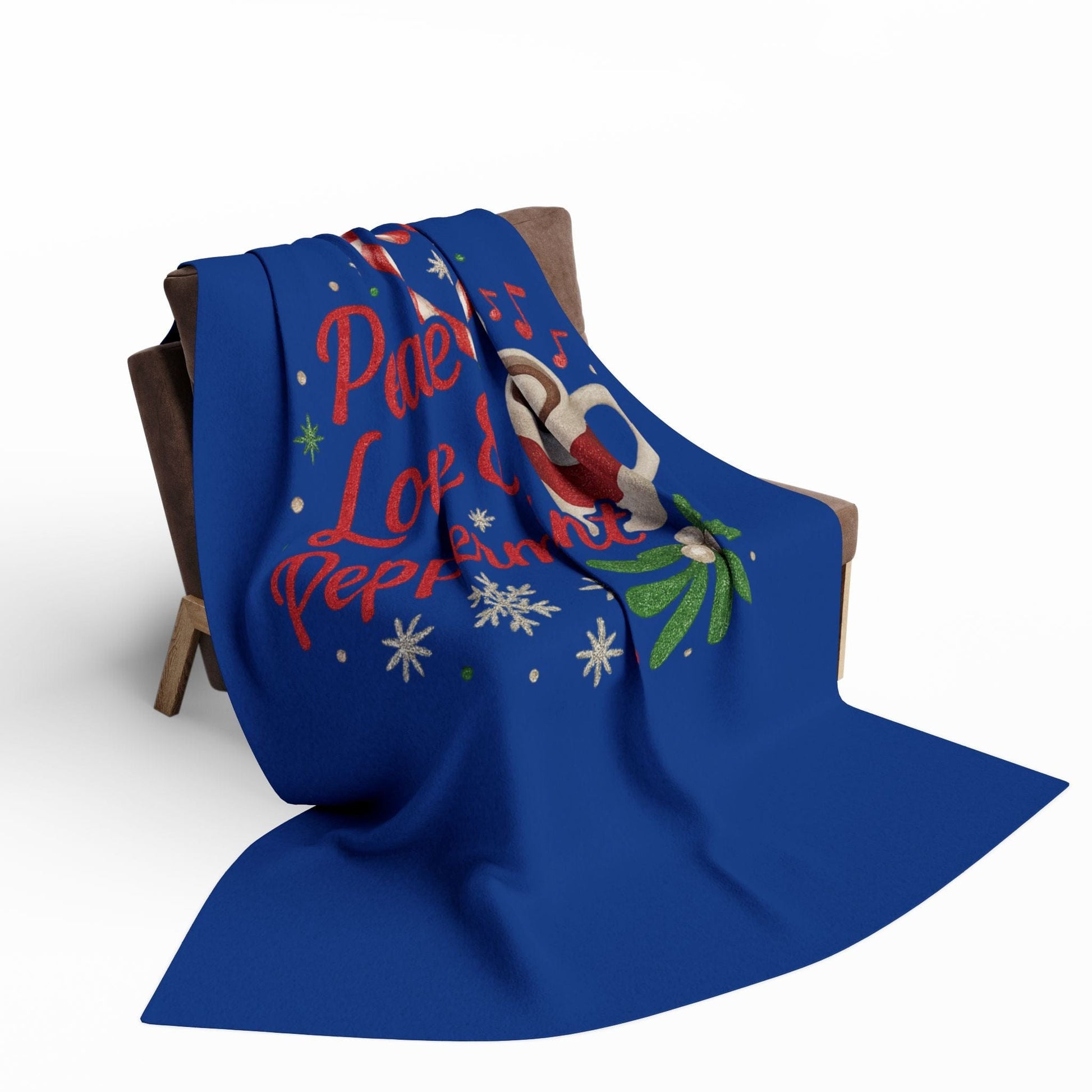 Printify Home Decor Peace, Love, and Peppermint - Festive Fleece Blanket