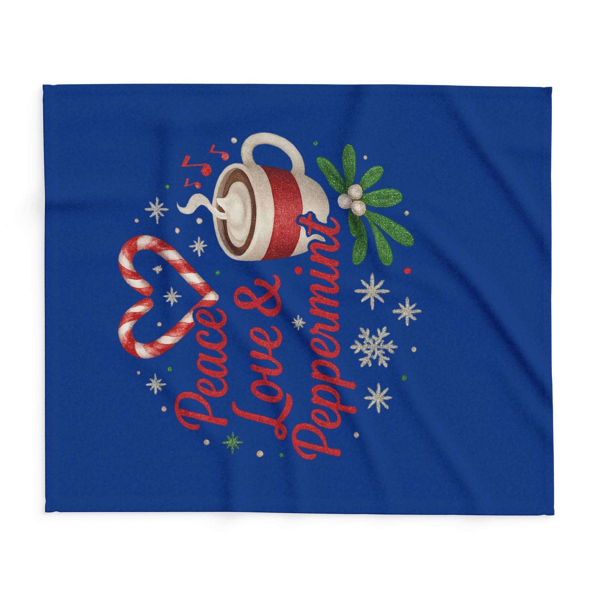 Printify Home Decor Peace, Love, and Peppermint - Festive Fleece Blanket
