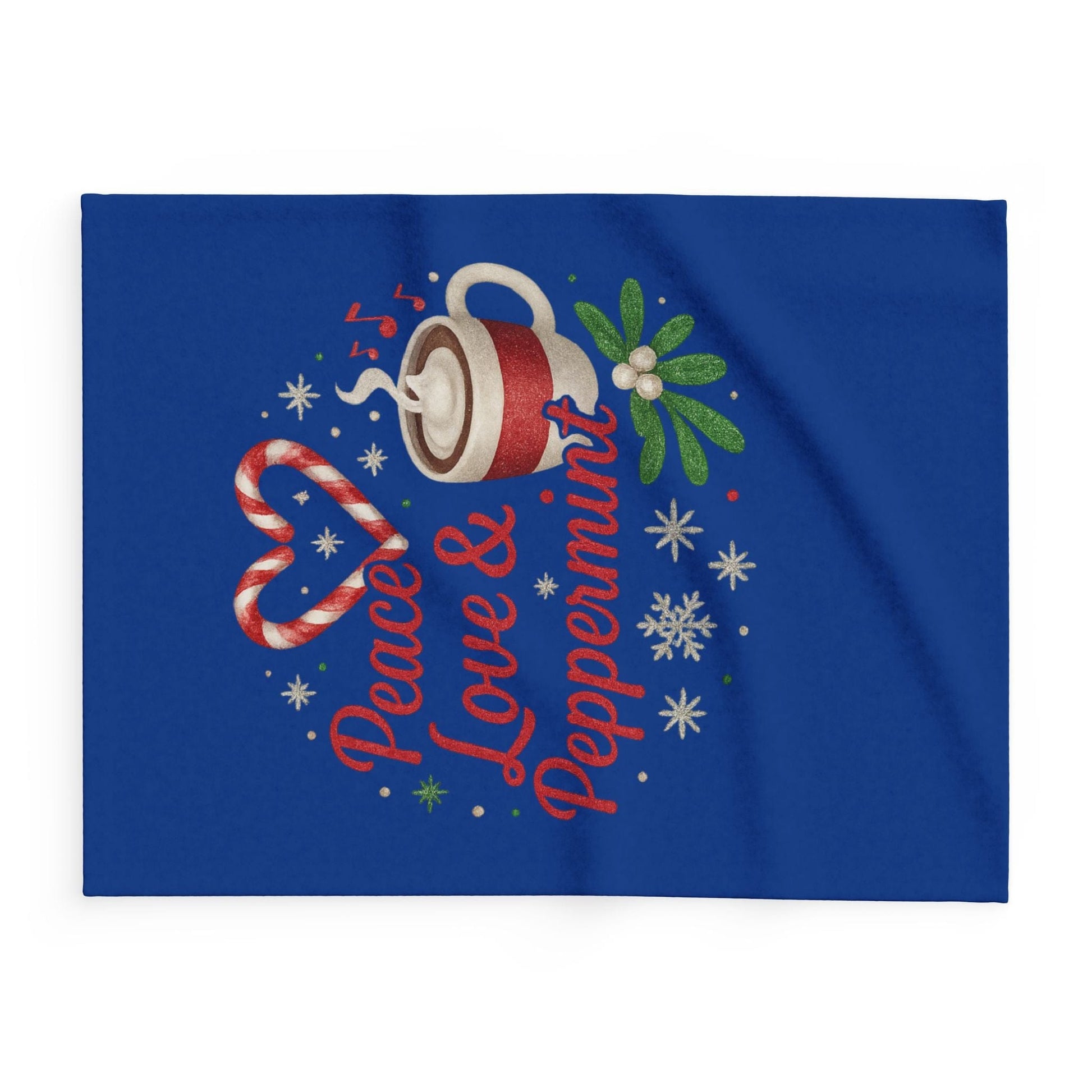 Printify Home Decor Peace, Love, and Peppermint - Festive Fleece Blanket