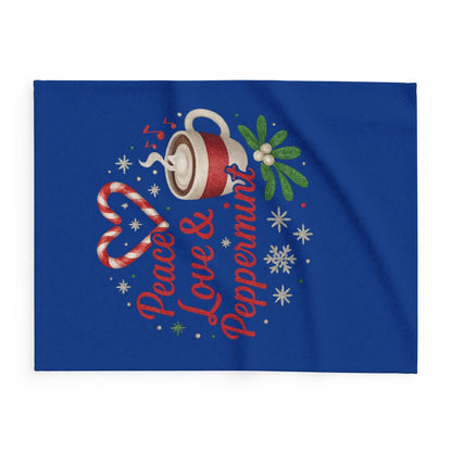 Printify Home Decor Peace, Love, and Peppermint - Festive Fleece Blanket