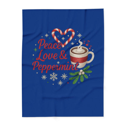 Printify Home Decor 60" × 80" Peace, Love, and Peppermint - Festive Fleece Blanket