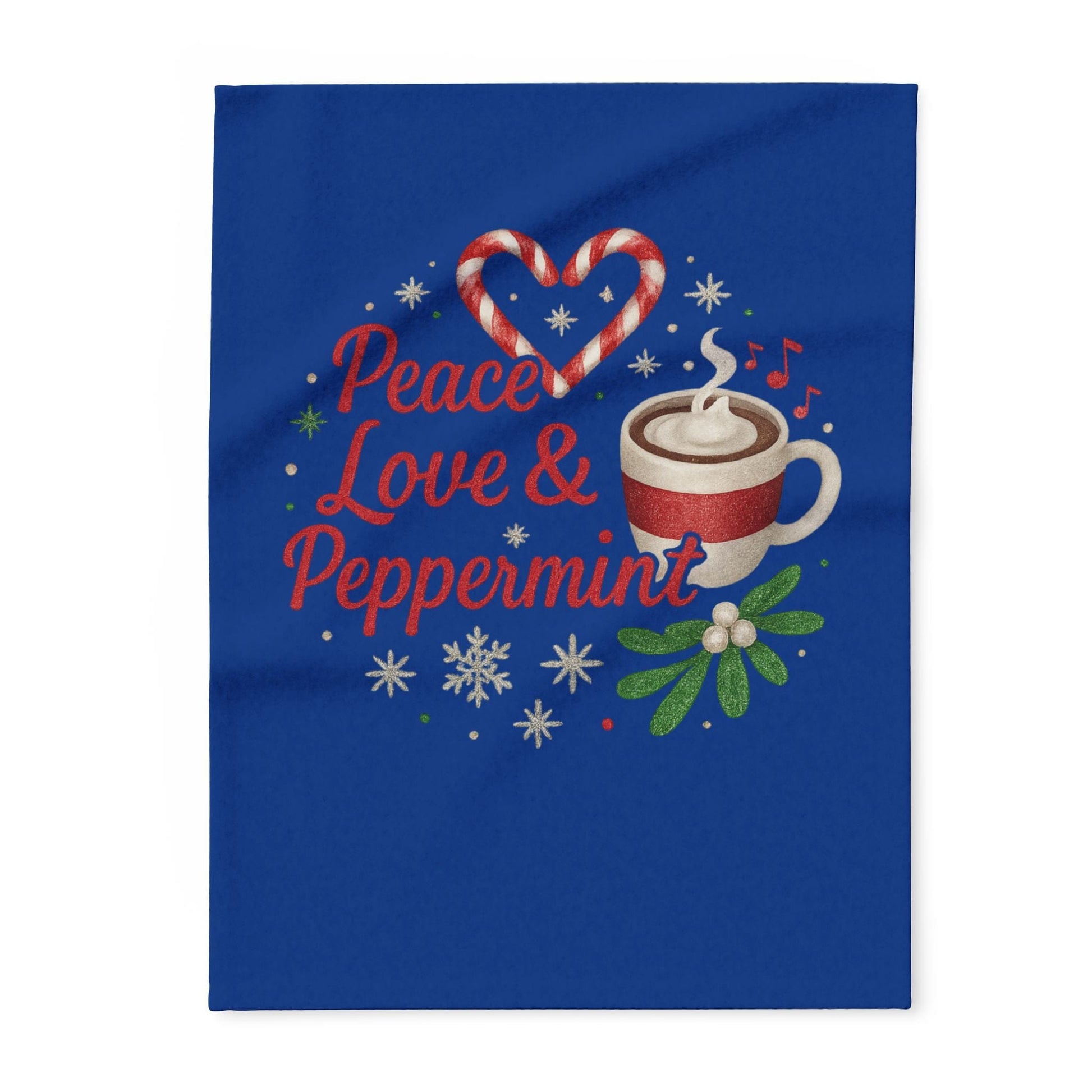 Printify Home Decor 30'' × 40'' Peace, Love, and Peppermint - Festive Fleece Blanket