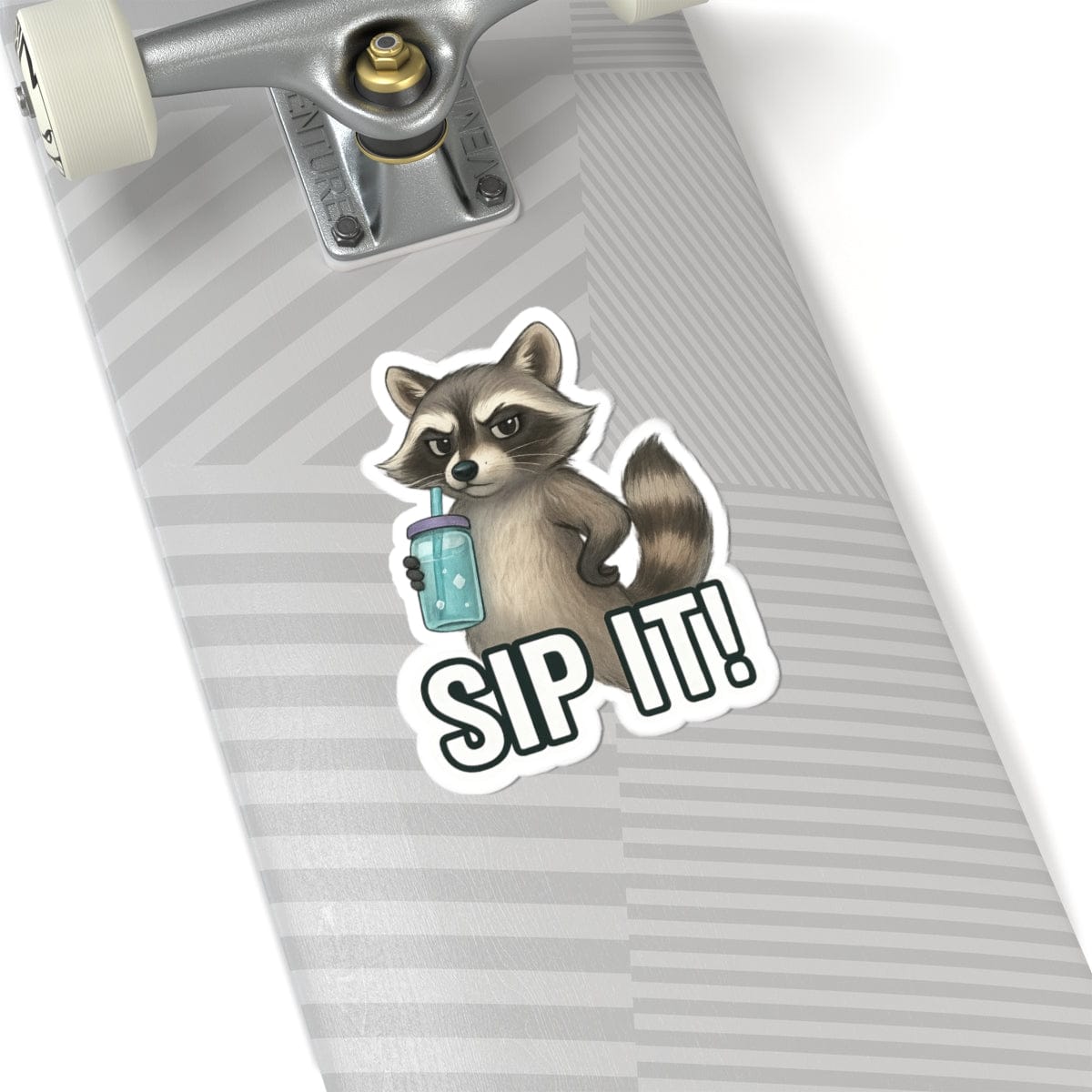 Printify Paper products Playful Raccoon 'Sip It!' Kiss-Cut Stickers | Fun Laptop Decor & Gifts